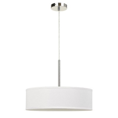 18" x 18" x 14" LED Metal Dimmable Pendant with Diffuser and Hardback Fabric Shade Off-White - Cal Lighting