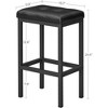 VASAGLE Bar Stools, Set of 2 PU Upholstered Breakfast Stool, Backless, Industrial, Dining Room Kitchen Counter Bar, Black Seat and Black Frame - 3 of 4