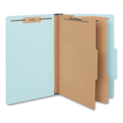 Universal Six-Section Classification Folders, Heavy-Duty Pressboard Cover, 2 Dividers, 6 Fasteners, Legal Size, Light Blue, 20/Box - image 1 of 4