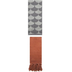 REGALWOVEN 2 Packs Cotton Geometric and Solid Absorbent Soft Hand Towel for Bathroom Kitchen - 1 of 4