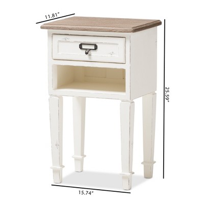 Dauphine Oak and White Wash Nightstand with Shelf