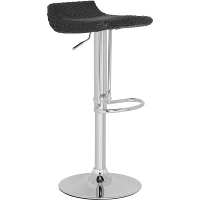 Juji Black Wicker Adjustable Swivel Bar Stool