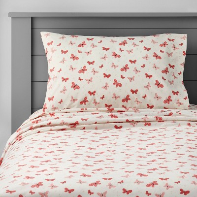 Queen Butterfly Cotton Kids' Sheet Set Rose - Pillowfort™ : Target