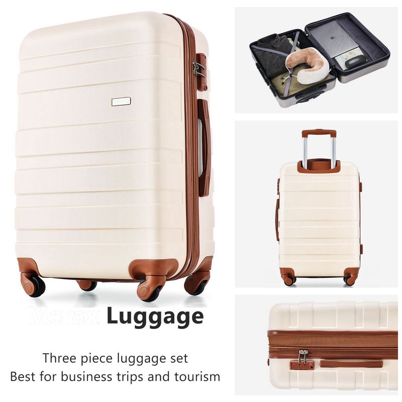 3 PCS Expandable ABS Hard Shell Luggage Set with Spinner Wheels and TSA Lock - ModernLuxe, 2 of 13