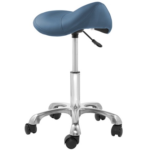 Saloniture Ergonomic Saddle Stool Adjustable Hydraulic Seat Rolling Salon Chair with Swivel Wheels Blue