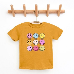 The Juniper Shop Colorful Smiley Face Distressed Toddler Short Sleeve Tee - 1 of 2