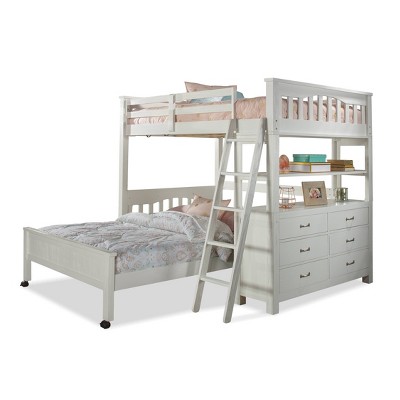 Full Highlands Loft Bed with Lower Bed White - Hillsdale Furniture