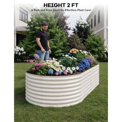 Large Galvanized Metal Raised Garden Bed Kit -Planter Box with Gloves & Support Rod for Outdoor Gardening - Ideal for Flowers, Vegetables 2-Pack