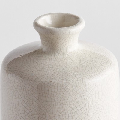 Tall Warm White Ceramic Decorative Table Vase