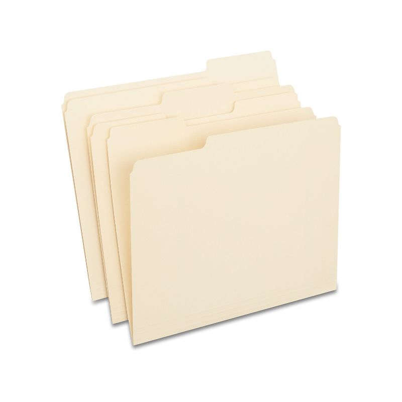 Staples 100% Recycled Manila File Folders Letter 3-Tab 100/Box (246850) TR246850-CC, 1 of 9
