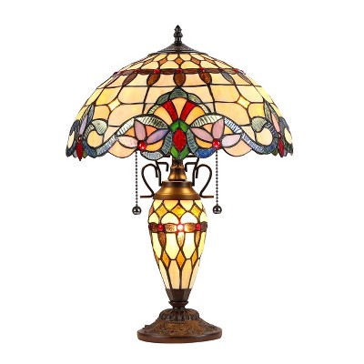 Chloe Lighting Cooper Tiffany-Style 3 Light Victorian Double Lit Table Lamp 16" Shade