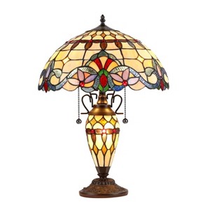 Chloe Lighting Cooper Tiffany-Style 3 Light Victorian Double Lit Table Lamp 16" Shade - 1 of 2
