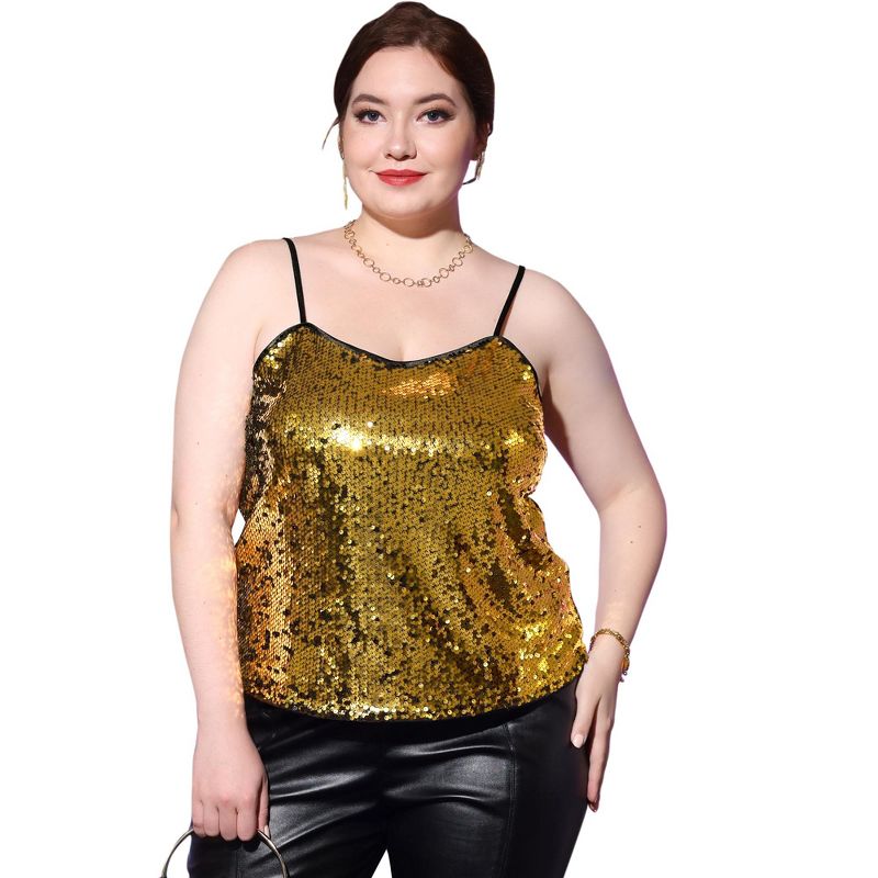 Agnes Orinda Women's Plus Size Sequined Shining Club Party Sparkle Cami Camisoles, 1 of 7