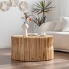 CENGHU Retro Fashion Style Cylindrical Coffee Table with Vertical Texture Relief Design, Nightstand, 31.5" W Side Table for Living Room, Dining  Room - 2 of 4