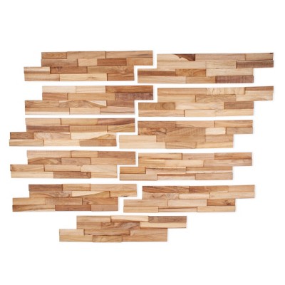 Nordic Teak 3D Textured Wall Panels - Brown/Beige