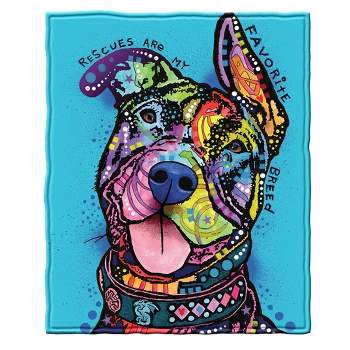 Dawhud Direct 50" x 60"  Colorful Dean Russo Rescue Dog Fleece Throw Blanket for Women, Men and Kids