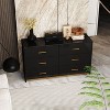 FUFU&GAGA BLack High Gloss Mirrored Chest with 6 Drawers Modern Cabinet - 2 of 4