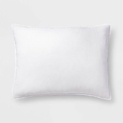 King Euro Heavyweight Linen Blend Decorative Throw Pillow White - Casaluna&trade;: Rayon Weave, Indoor Rectangle Cushion, Hidden Zipper