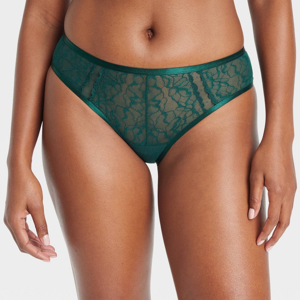 Women's Dot Mesh-Lace Cheeky Underwear - Auden™ Green L