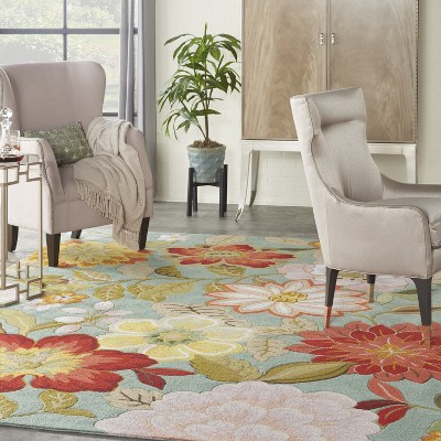 Aqua Bloom Extravaganza Round Tufted Synthetic Rug XXL