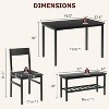 3-Piece Retro Brown Dining Set | Rectangular Table + 2 Upholstered Benches (Seats 4) | Chamfered Metal Frame for Small Kitchens/Apartments - 4 of 4