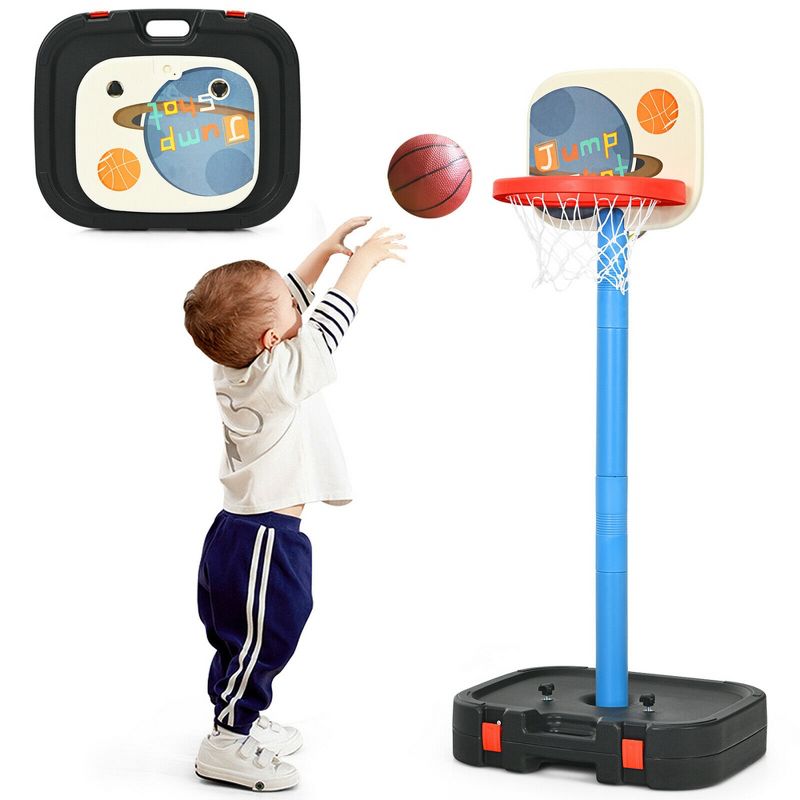 Costway Portable 2 in 1 Kids Basketball Hoop Stand w/ Ring Toss & Storage Box, 1 of 11