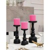 3x3 Pillar Candles Set of 3 - Rustic Unscented Hot Pink Candles for Home Decor, Weddings, Gender Reveal Parties - 4 of 4
