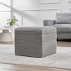 hyleory Corduroy Square Storage Ottoman with Lift Off Top - 2 of 4