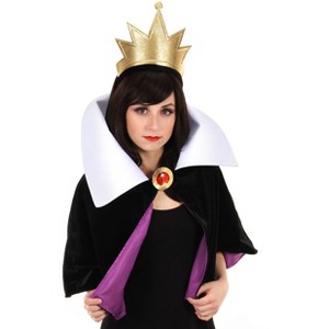 HalloweenCostumes.com   Women  Disney Evil Queen Headband Crown and Cape with Collar Kit, Black/Purple/White - 1 of 2