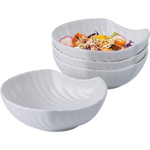 Bruntmor 7" Ceramic Shell Shaped Dinnerware, Set of 4, White - 1 of 4