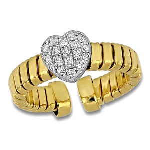 EVERLY JEWELRY |Two-Tone Silver 0.20 CT TGW White Cubic Zirconia Heart omega stretch Fashion Ring - 1 of 4