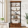 81" Rustic 5-Tier Bookshelf - Metal Frame w/ Storage Drawer, Open Shelf Bookcase for Living Room, Office, Bedroom - 3 of 4