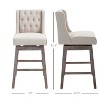 Beige swivel bar stool set of 2 with footrest, solid wood, 180° swivel - 2 of 4