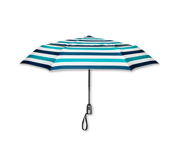 ShedRain Auto Open/Close Air Vent Compact Umbrella  - Blue Stripe