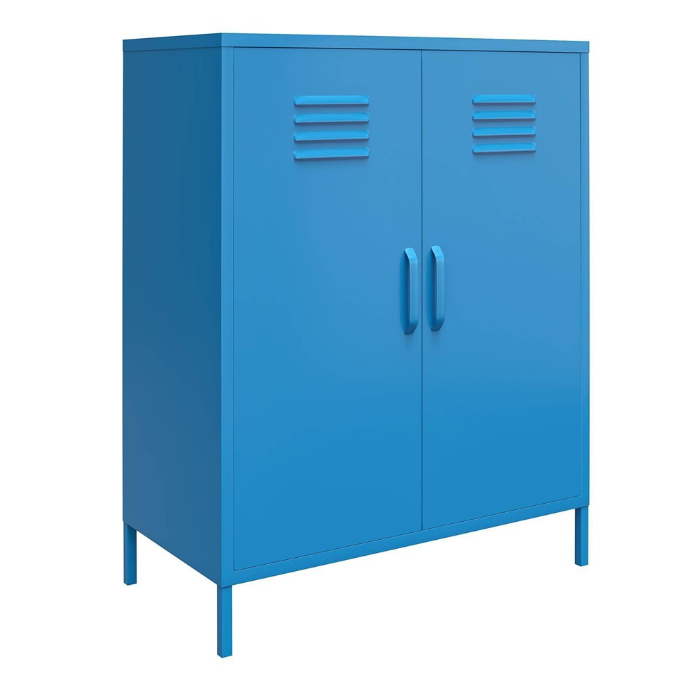 Photos - Wardrobe 2 Door Cache Metal Locker Storage Cabinet Blue - Novogratz
