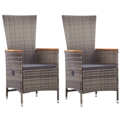 vidaXL Poly Rattan Patio Chairs – Set of 2 – Reclining Garden Furniture with Cushions – Water-Resistant, Low-Maintenance – Stylish & Durable