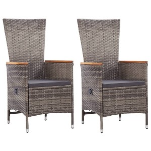 vidaXL Poly Rattan Patio Chairs – Set of 2 – Reclining Garden Furniture with Cushions – Water-Resistant, Low-Maintenance – Stylish & Durable - 1 of 4