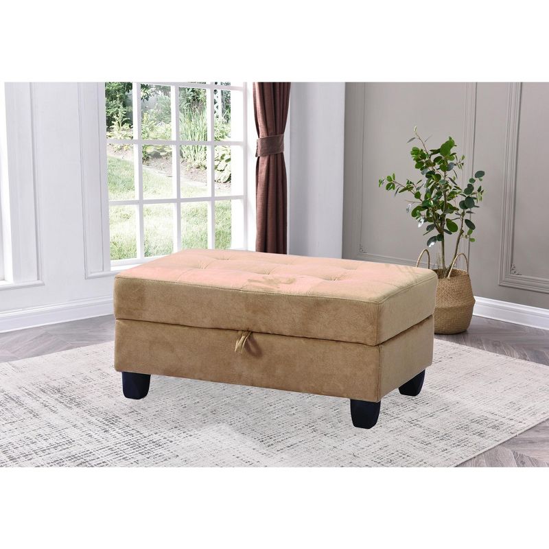 Passion Furniture Gallant  Microfiber Upholstered Storage Ottoman, 3 of 7