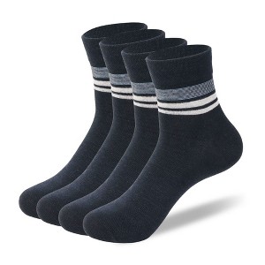 Paaaawaters Horizontal stripes trendy black socks solid color sports breathable socks(Twelve pairs) - 1 of 4