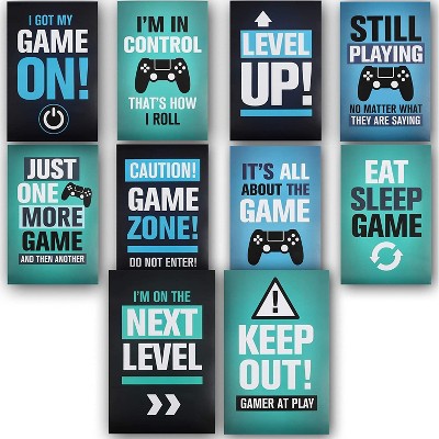 Blue Panda Set of 10 Video Game Posters Inspirational Quotes Art Print Room Wall Decor 17"x11"