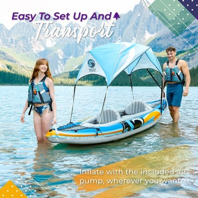 Sunlite Sports 2-Person Blue Inflatable Kayak with Sunshade Canopy