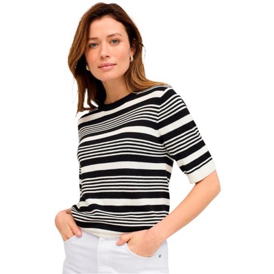ellos Plus Size Short Sleeve Fine Knit Pullover