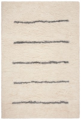 Kenya Ivory and Grey 6' x 9' Hand-Knotted Wool Area Rug