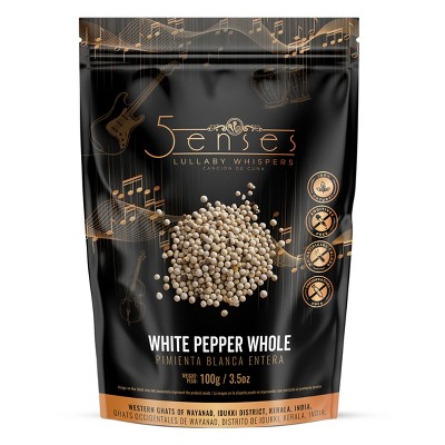 5Senses Malabar Whole White Pepper | Pimienta Blanca | Lullaby Whispers | 100% Natural, Non-GMO, Fairtrade