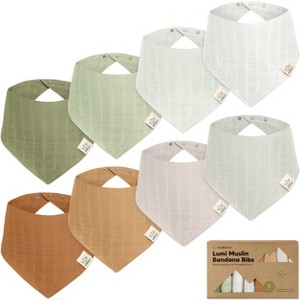 8pk Lumi Muslin Baby Bibs, Bandana Bibs for Baby Boy, Baby Girl, Muslin Drool Bib for Newborn, Toddler - 1 of 4