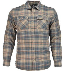 Burnside Men's Tan Plaid Yarn Dyed Modern Fit Flannel Shirt - 1 of 3