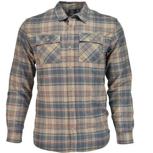 Burnside Men's Tan Plaid Yarn Dyed Modern Fit Flannel Shirt - image 1 of 3