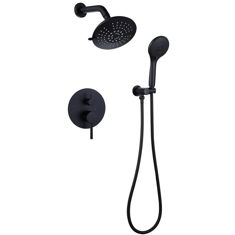 BWE Single-Handle 2-Spray Round High Pressure Shower Faucet in Matte Black (Valve Included), 1 of 8
