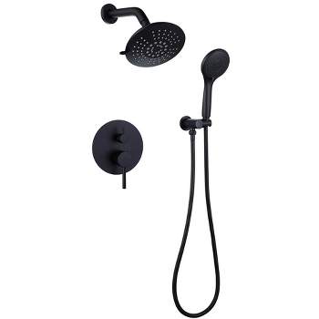 BWE Single-Handle 2-Spray Round High Pressure Shower Faucet in Matte Black (Valve Included)