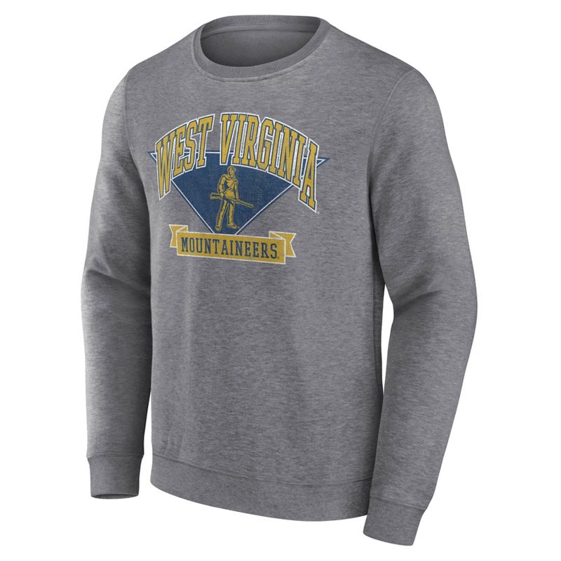 NCAA West Virginia Mountaineers Men's Gray Crew Neck Fleece Sweatshirt, 2 of 4